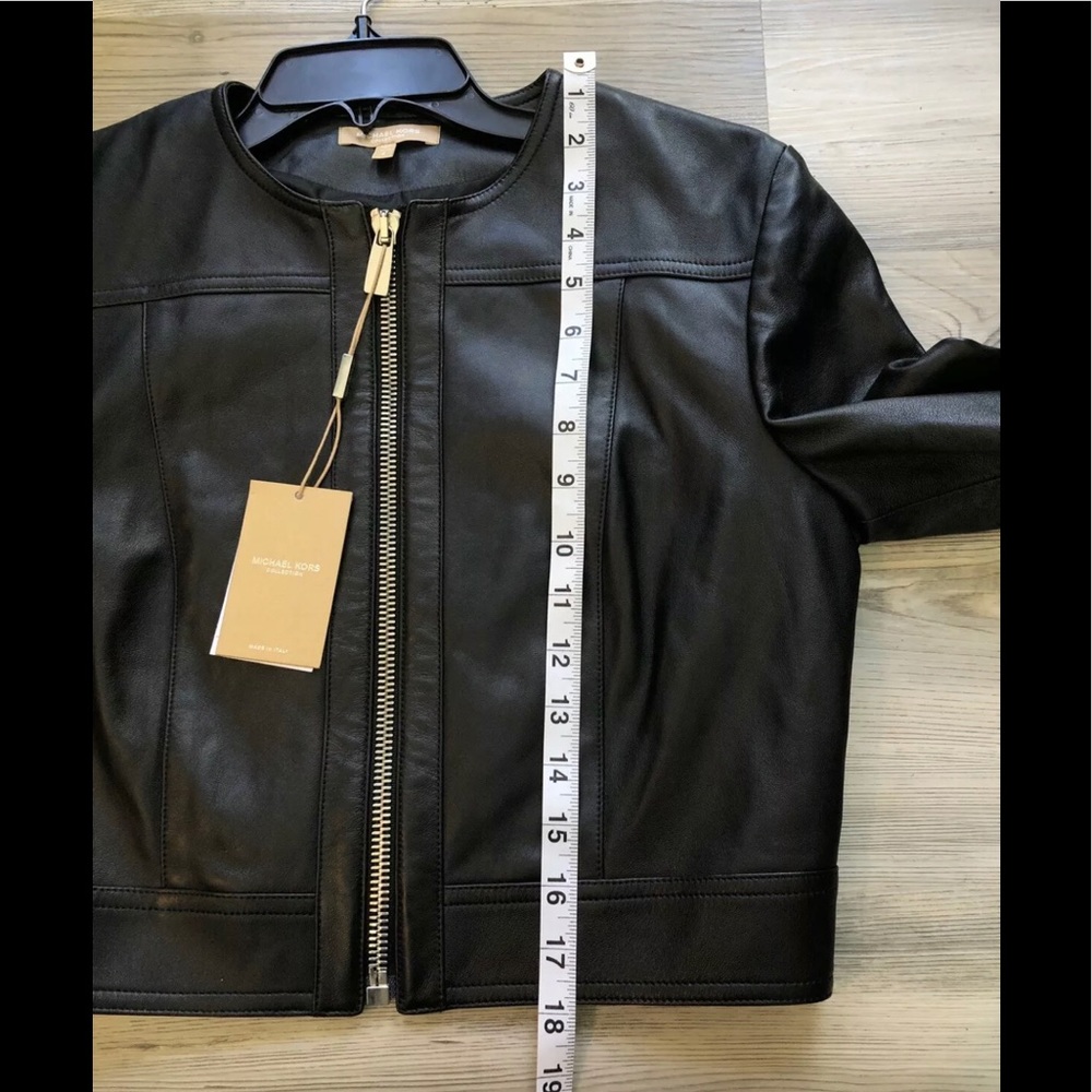Michael Kors Collection Cropped Leather Jacket - Picture 8 of 11